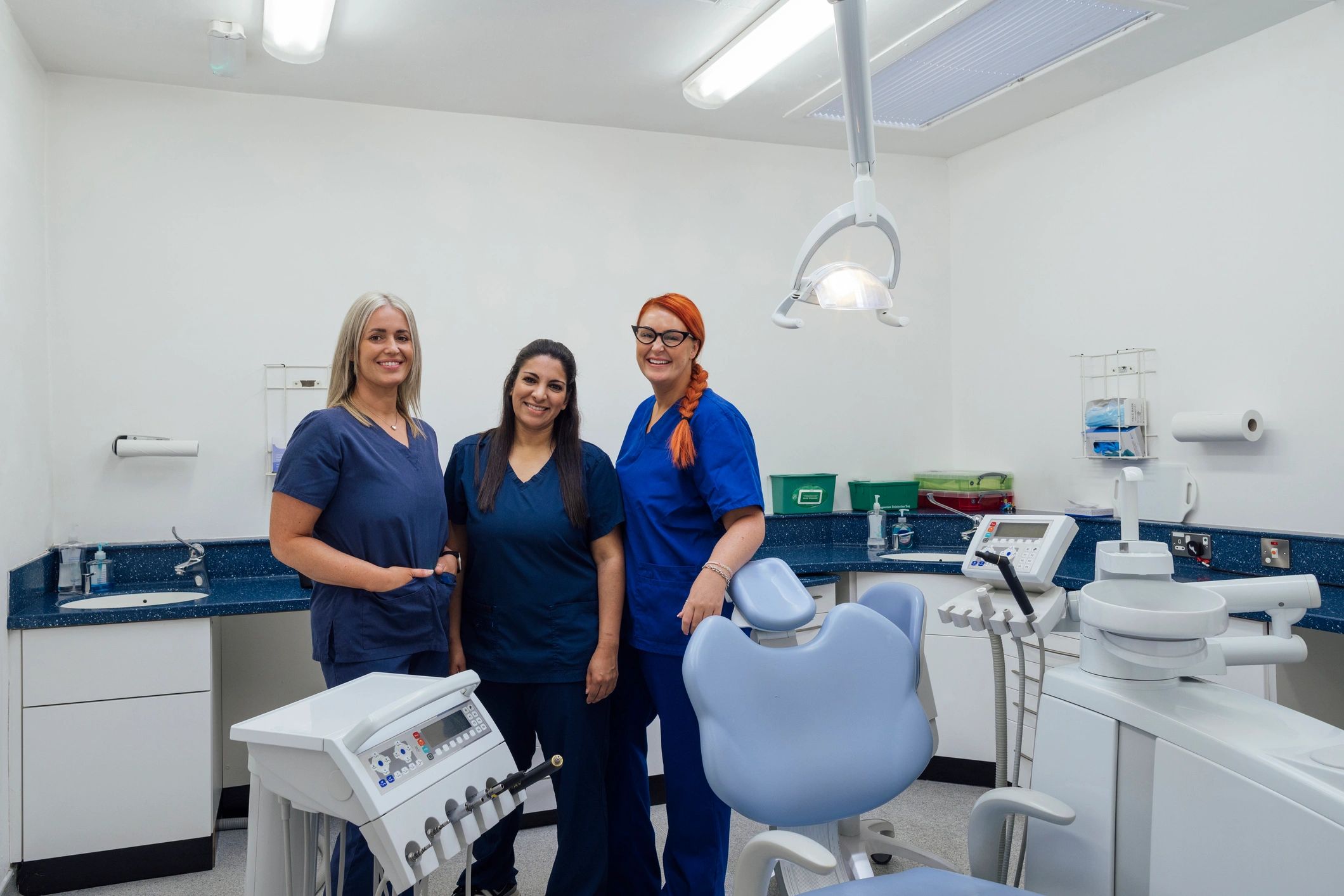 Professional care team in a clinic setting